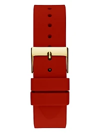 Gold-Tone And Red Analog Watch
