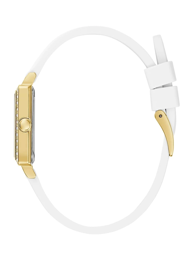 Gold-Tone and White Square Analog Watch