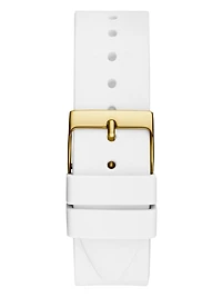 Gold-Tone and White Square Analog Watch