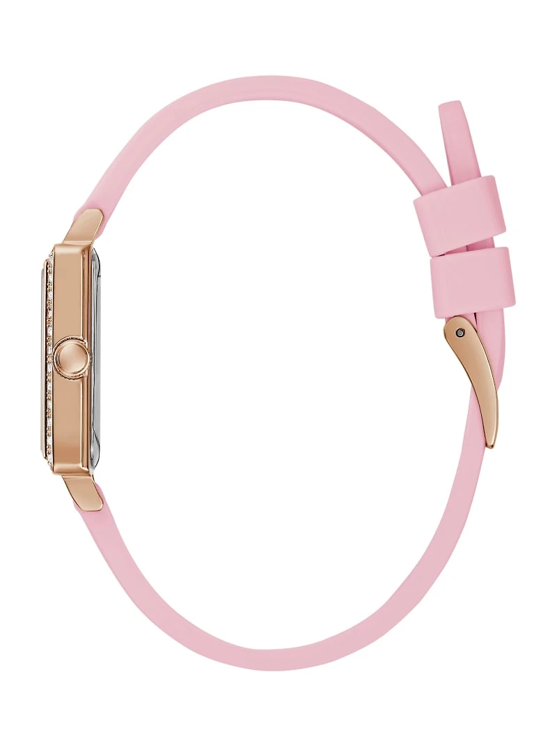 Rose Gold-Tone and Pink Square Analog Watch