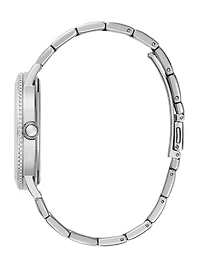 Silver-Tone and Blue Analog Watch