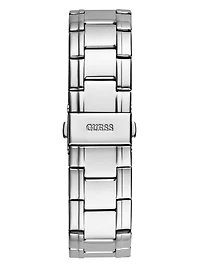 Silver-Tone and Blue Analog Watch