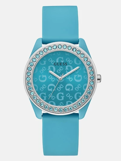 Blue Rhinestone Silicone Analog Watch