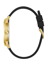 Gold-Tone Triangle and Black Silicone Analog Watch