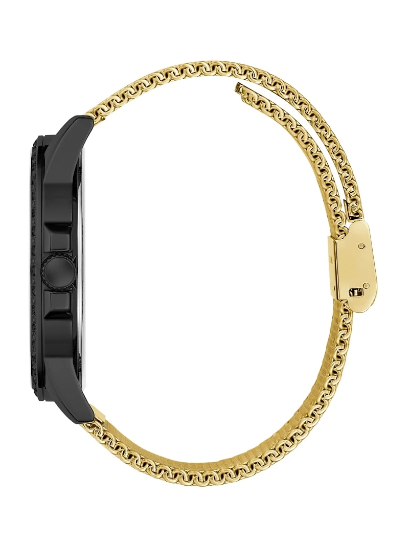 Black and Gold-Tone Analog Mesh Watch