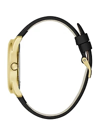 Rose Gold-Tone and Black Gears Analog Watch