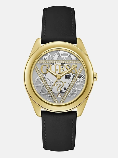 Rose Gold-Tone and Black Gears Analog Watch