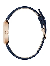 Rose Gold-Tone Analog Leather Watch