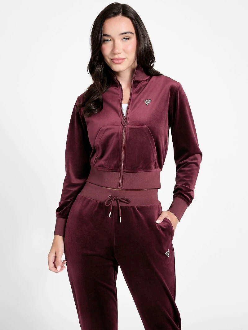 Eco Couture Full-Zip Velvet Sweatshirt