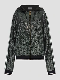 Mini Sequins Zip-Up Sweatshirt