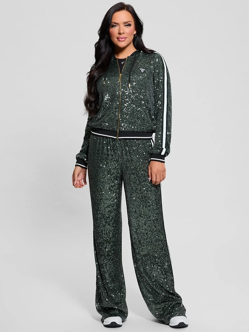 Mini Sequins Zip-Up Sweatshirt