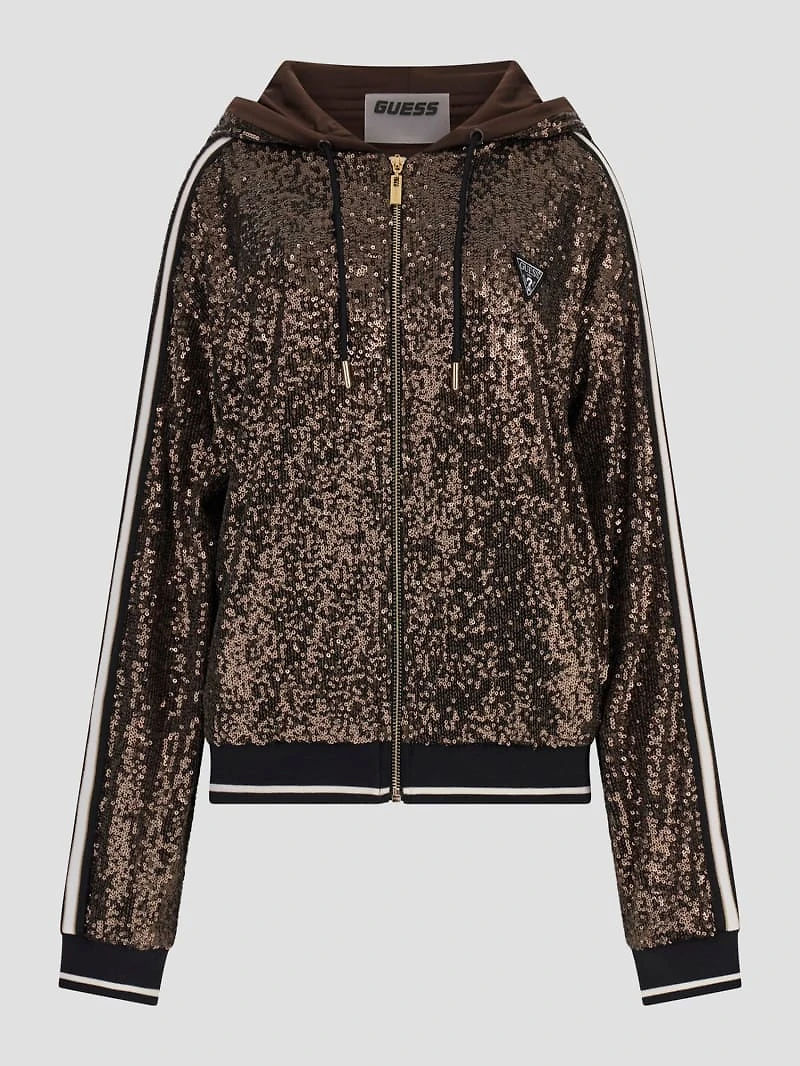Mini Sequins Zip-Up Sweatshirt