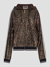 Mini Sequins Zip-Up Sweatshirt
