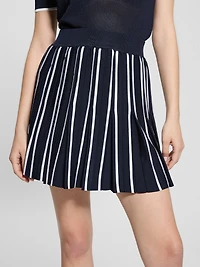 Striped Pleated Sweater Skirt