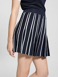 Striped Pleated Sweater Skirt