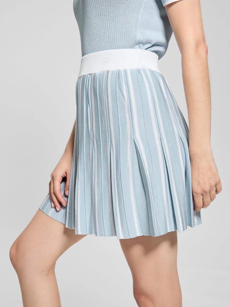 Striped Pleated Sweater Skirt