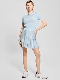 Striped Pleated Sweater Skirt
