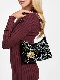 Zalina Velvet Sequin Floral Shoulder Bag