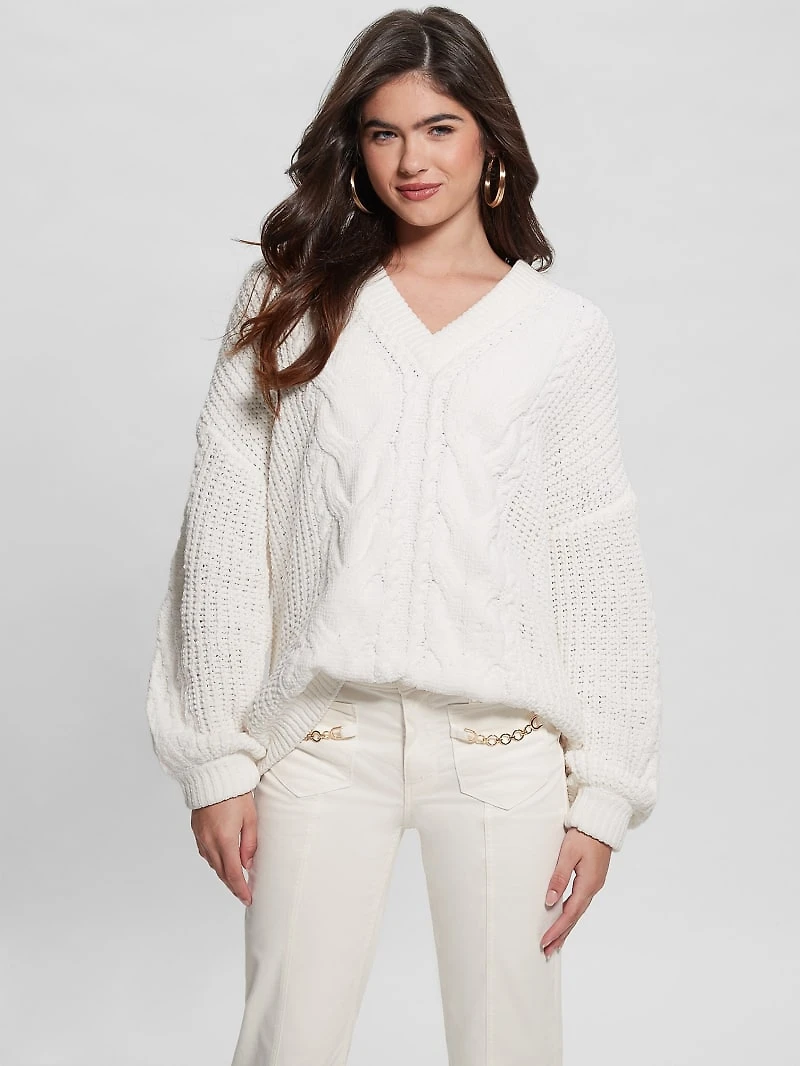 Aki Chenille Cable-Knit Sweater