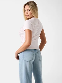 Rhinestone Quattro G Mock-Neck Tee