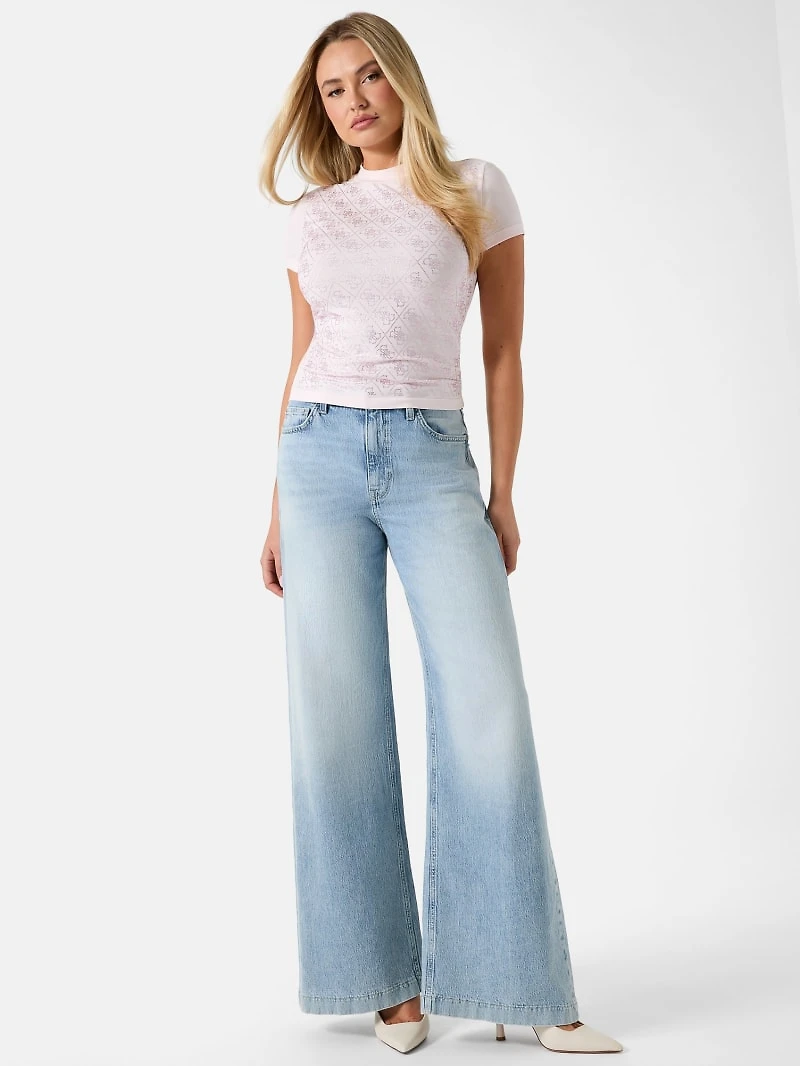 Rhinestone Quattro G Mock-Neck Tee