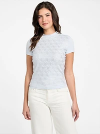 Rhinestone Quattro G Mock-Neck Tee