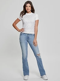 Rhinestone Quattro G Mock-Neck Tee