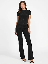 Rhinestone Quattro G Mock-Neck Tee