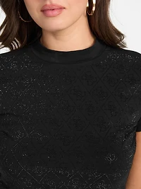 Rhinestone Quattro G Mock-Neck Tee