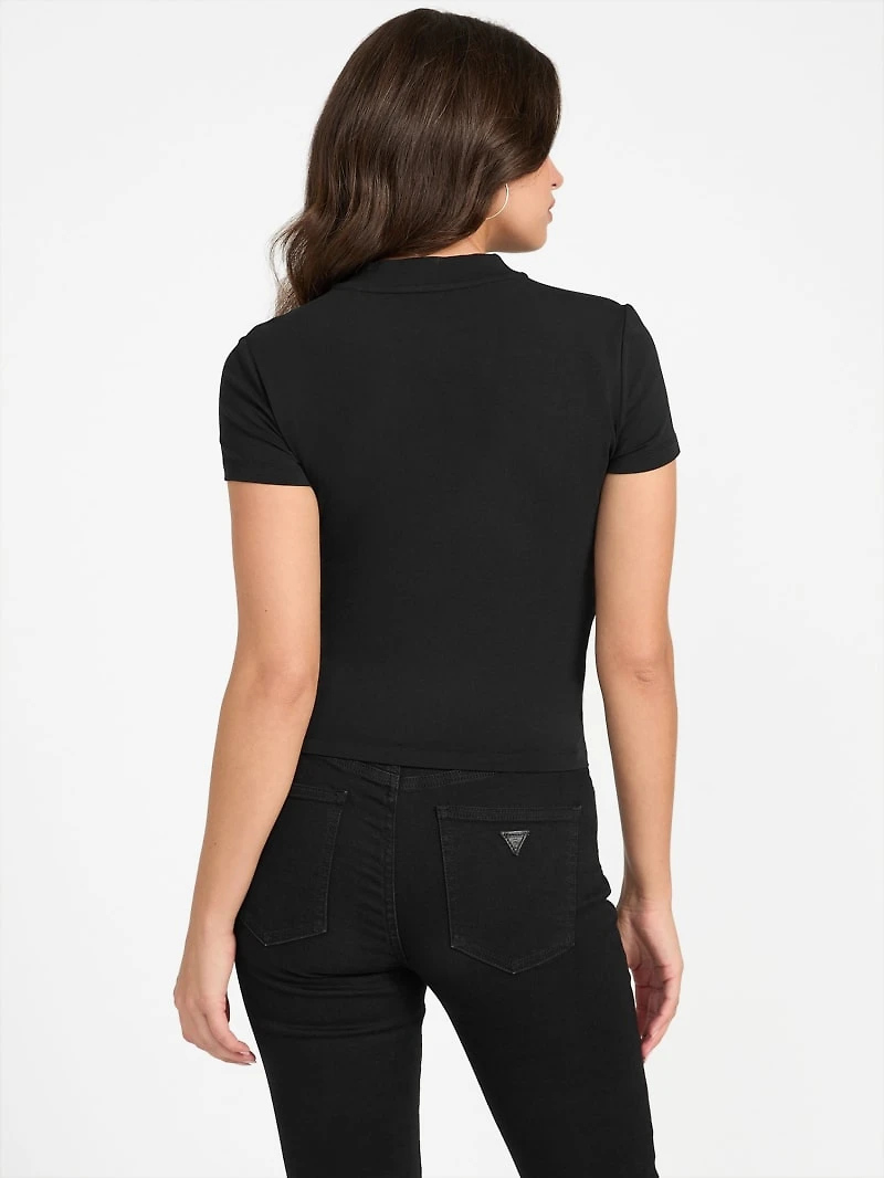 Rhinestone Quattro G Mock-Neck Tee
