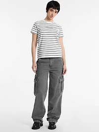 Classic Embroidered Logo Striped Tee