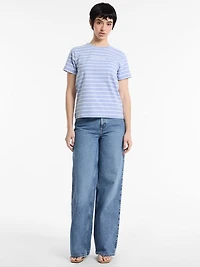 Classic Embroidered Logo Striped Tee
