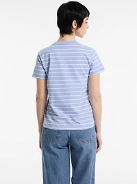 Classic Embroidered Logo Striped Tee