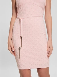 Lucia Belted Wavy Sweater Dress