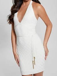 Lucia Belted Wavy Sweater Dress