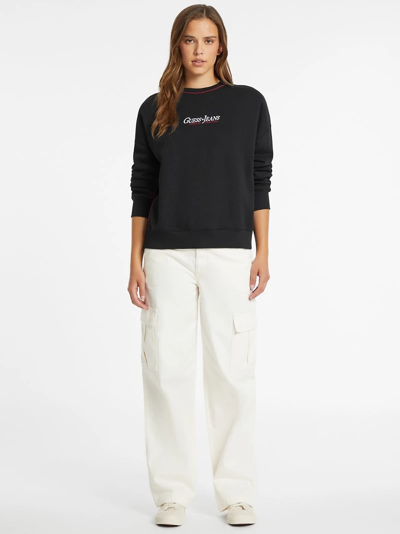 Oversized Contrast Piping Logo Sweatshirt
