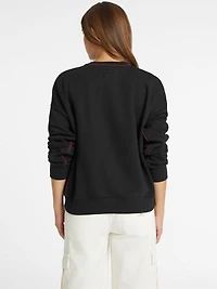 Oversized Contrast Piping Logo Sweatshirt