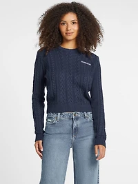 Wool-Blend Cable-Knit Sweater