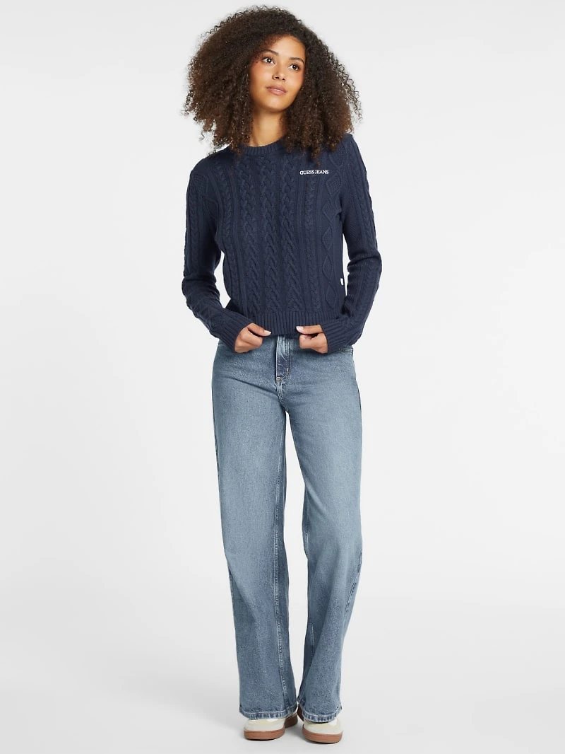 Wool-Blend Cable-Knit Sweater