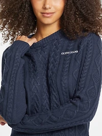 Wool-Blend Cable-Knit Sweater