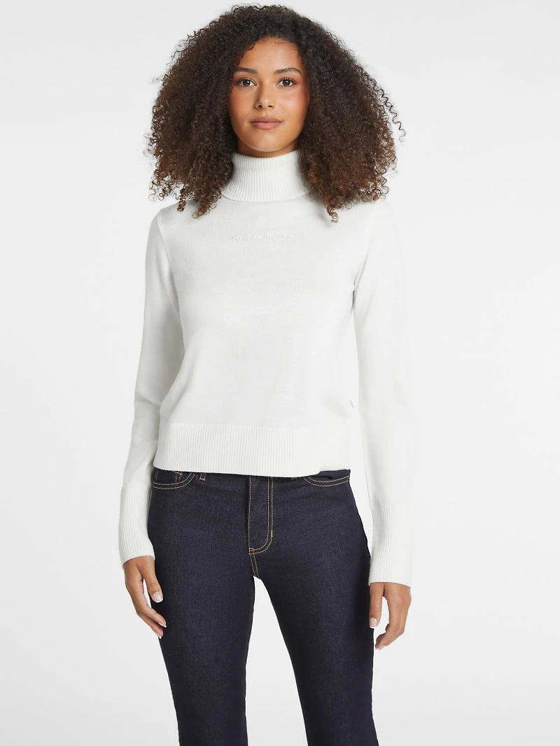 Silk and Wool-Blend Turtleneck Logo Sweater