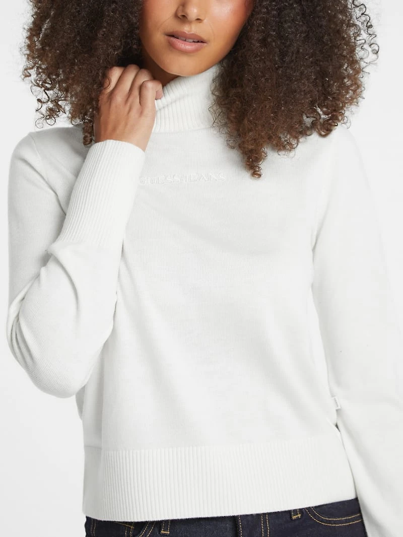 Silk and Wool-Blend Turtleneck Logo Sweater