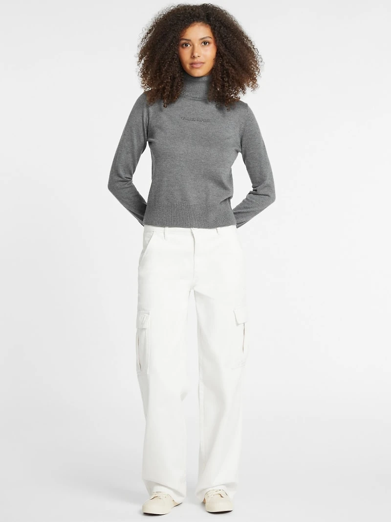 Silk and Wool-Blend Turtleneck Logo Sweater