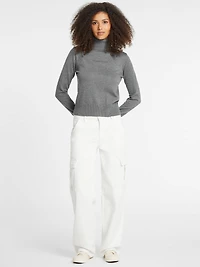Silk and Wool-Blend Turtleneck Logo Sweater