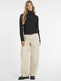 Silk and Wool-Blend Turtleneck Logo Sweater