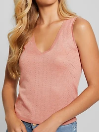 Janine Rhinestone Sweater-Knit Top