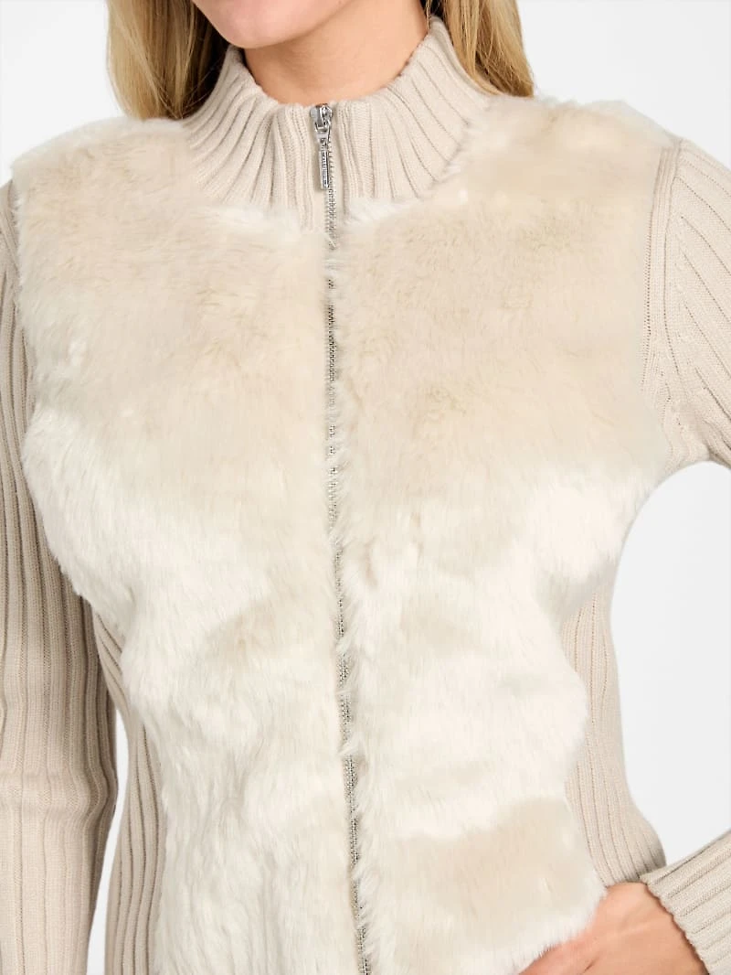 Eco Mila Faux-Fur Zipped Cardigan