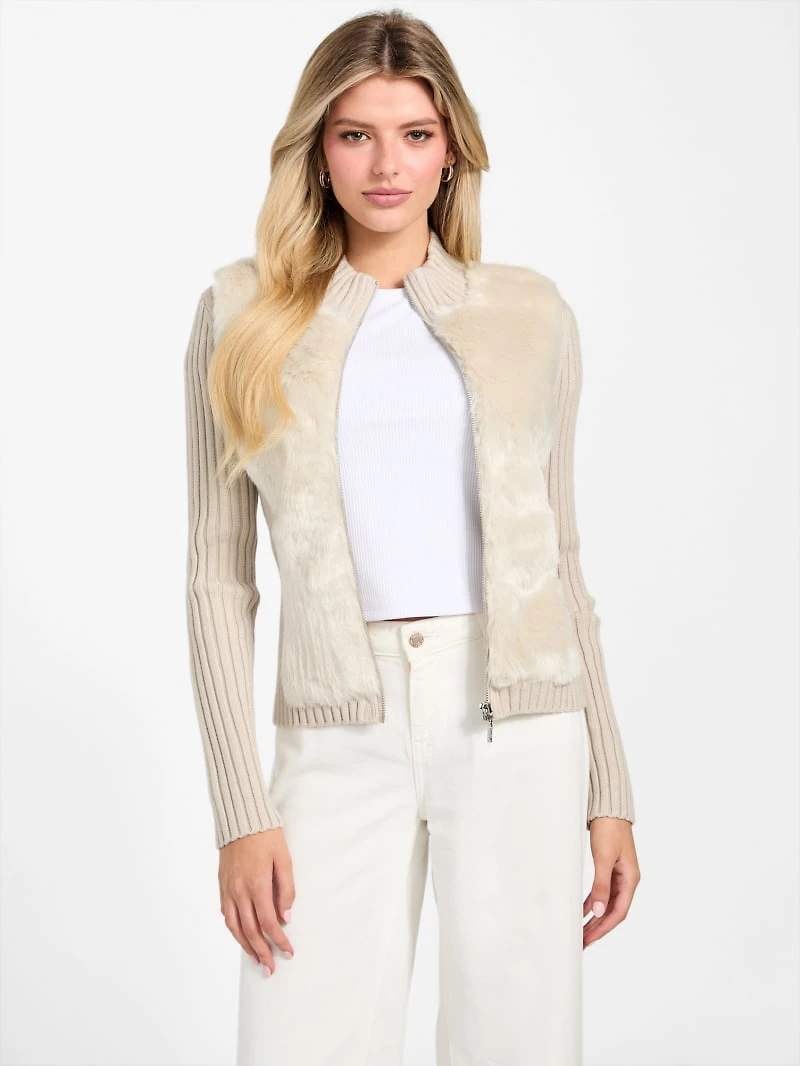 Eco Mila Faux-Fur Zipped Cardigan
