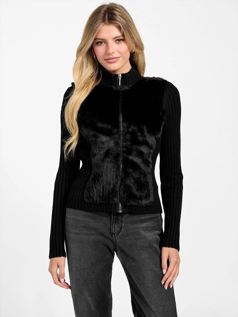 Eco Mila Faux-Fur Zipped Cardigan