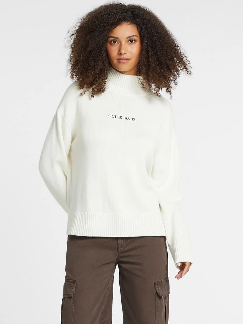 Wool-Blend Turtleneck Logo Sweater
